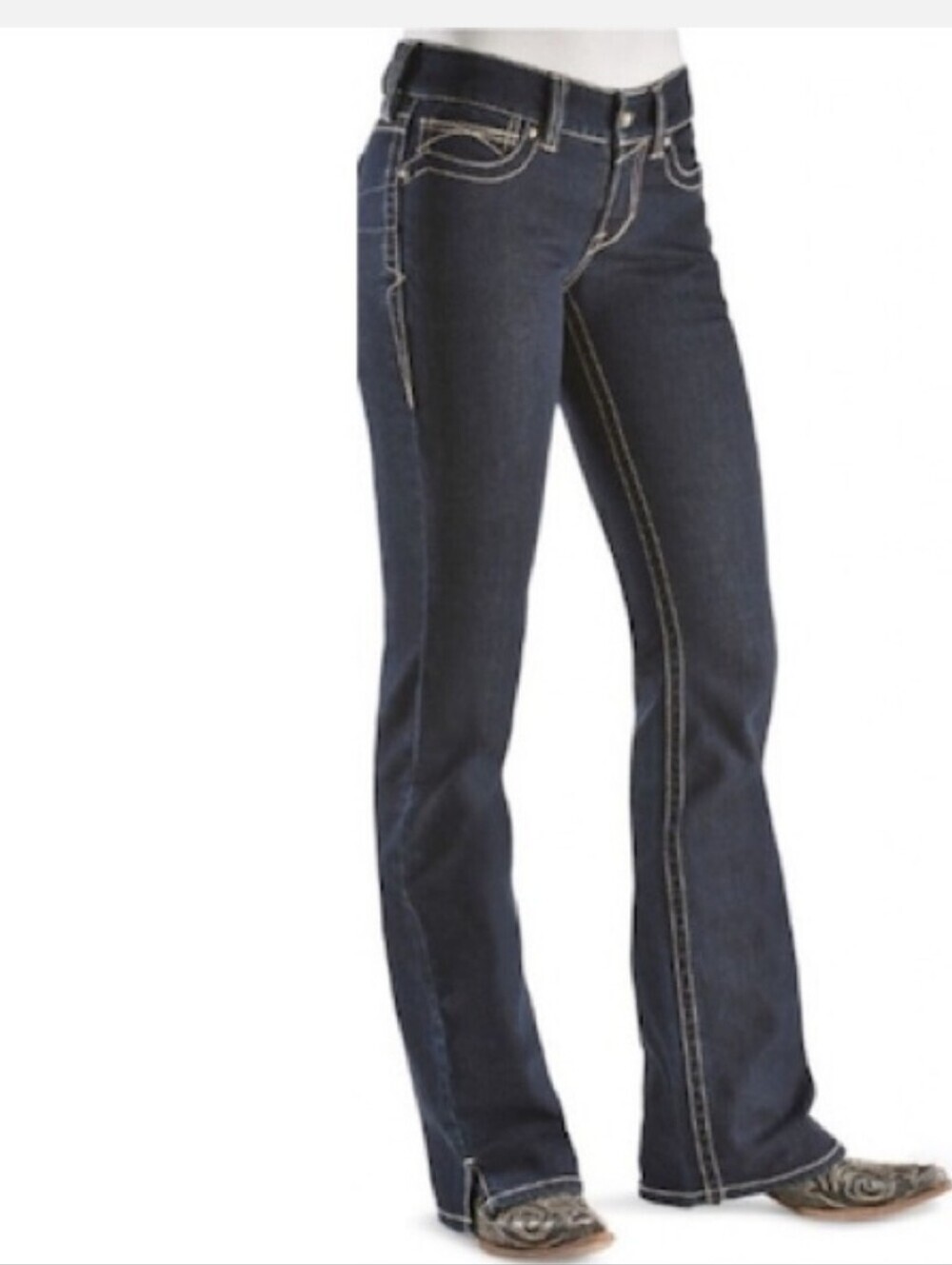 Ariat Eclipse Riding Work Mid Rise Bootcut Ranch Jean 33R Hem Slits